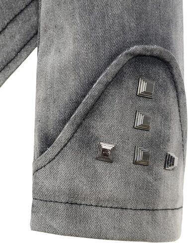 سترة نسائية من الجلد الصناعي ببرشام من Fashion SX مع سحاب لراكبي الدراجات النارية من قماش الدنيم ملابس خارجية للدراجة النارية in Kuwait