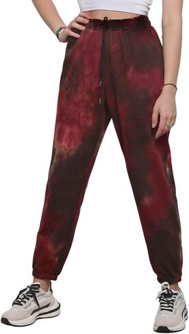 utcoco Women's Athletic Fit Drawstring Waist Tie-Dye French Terry Closed Bottom Sports Sweatpant in Kuwait