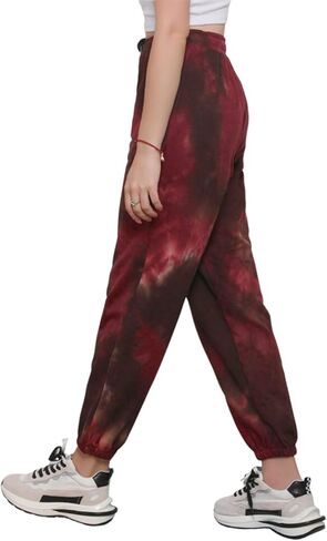 utcoco Women's Athletic Fit Drawstring Waist Tie-Dye French Terry Closed Bottom Sports Sweatpant in Kuwait