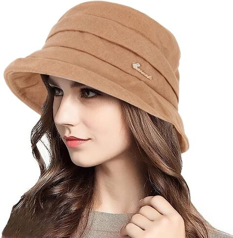 قبعة دلو زهرية قابلة للطي للنساء ذات حافة واسعة وكنيسة ديربي لحفلات الزفاف وقبعة شمس in Kuwait