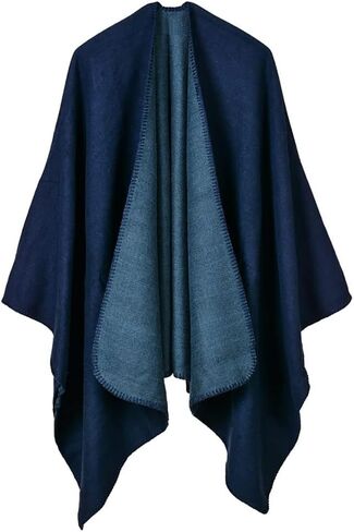 Hycurey Women Winter Knitted Faux Cashmere Poncho Capes Plus Size Shawl Cardigans Sweater Coat in Kuwait