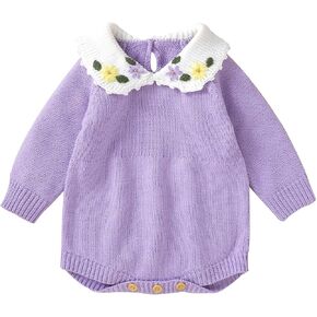 XIXIXIU Baby Cute Sweater Flower Embroidery Warm knit Bodysuit For Spring Comfy Romper Clothes in Saudi Arabia