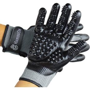 H HANDSON Pet Grooming Gloves - Patented #1 Ranked, Award Winning Shedding, Bathing, & Hair Remover Gloves - Gentle Brush for Cats, Dogs, and Horses (Grey, Small) in Saudi Arabia