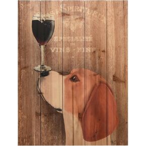 Empire Art Direct Dog Au Vin Dachshund, 24 in. x 18 in. x 1.5 in, Brown