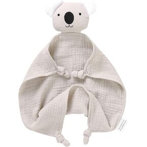 LAWKUL Baby Lovey Organic Cotton Muslin Security Blanket Soft Loveys Breathable Lovie for Babies Boy Girls Unisex Koala Beige in Saudi Arabia