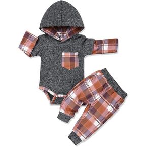 oklady Baby Boy Clothes Hoodie Romper Tops Patterned Pants Newborn Boy Outfits Fall Winter Clothes for Baby Boys in Kuwait
