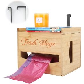 Extra Large Trash Bag Holder Dispenser, Bamboo Garbage Bag Holder Dispenser Over The Door Or Cabinet, Under Sink Storage, Wall Mounted, Countertop Organizer For Kitchen And Laundry in Kuwait