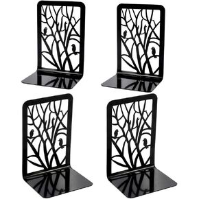 Book Ends, Bookends, Book Ends for Shelves, 2Pair Non Skid Metal Book Divider Decorative Holder, Abstract Art Desgin Book Stopper Supports for Office, Home (1pair E+ 1pair G)