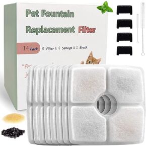 فلتر نافورة بديل للقطط 8 قطع لنافورة فيكين ونافورة متطابقة، 8 فلتر 2 فرشاة 4 اسفنجات متضمنة in Kuwait