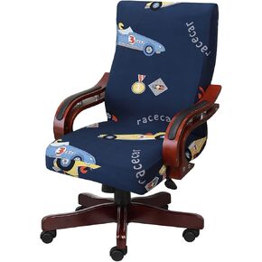 SONNACH Printed Big Computer Office Chair Covers, Removable Washable Desk Chair Cover，High Back Executive Office Chair Slipcovers (Black & Flower) in Kuwait