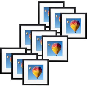 Golden State Art 12x12 Black Frame Use as 8x8 Picture Frame with White Mat or 12x12 Picture Frame without Mat - Solid Wood and Tempered Glass-Wall Display (1 Pack) in Kuwait