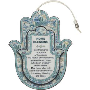 Set: Epoxy Hamsa English Home Blessing 7.5" 5.9"- Purple Pomegranates Motif