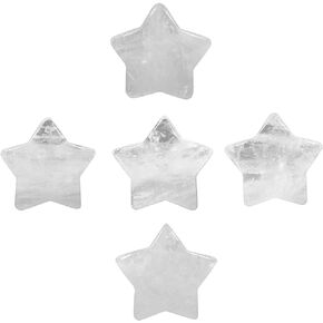 TUMBEELLUWA 5pcs Hand Carved Star Shaped Palm Pocket Stones, Polished Starry Crystal Stone Bulk for Home Office Decoration DIY or Jewelry Making, Black Obsidian