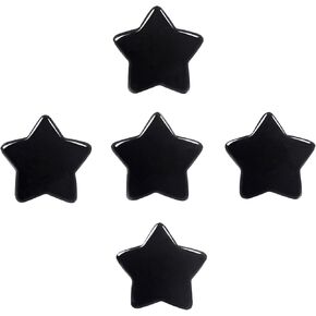 TUMBEELLUWA 5pcs Hand Carved Star Shaped Palm Pocket Stones, Polished Starry Crystal Stone Bulk for Home Office Decoration DIY or Jewelry Making, Black Obsidian