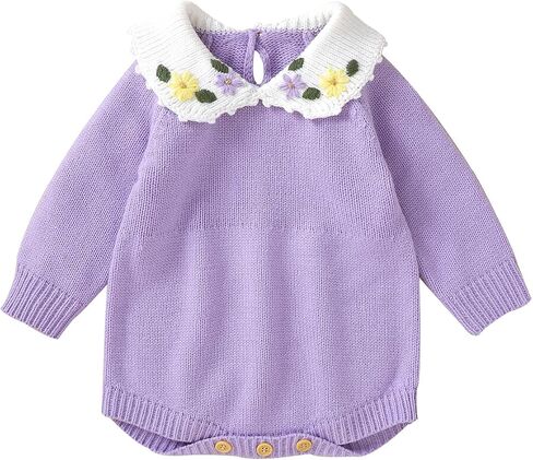 XIXIXIU Baby Cute Sweater Flower Embroidery Warm knit Bodysuit For Spring Comfy Romper Clothes in Saudi Arabia