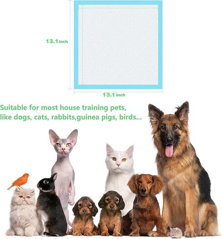 وسائد للكلاب، وسائد تدريب الجراء على التبول فائقة الامتصاص ومقاومة للتسرب وتجف بسرعة، وسادة للحيوانات الاليفة للاستعمال مرة واحدة للكلاب والقطط والجراء والارانب وغيرها (13.1×13.1 انش/100 قطعة) in Kuwait