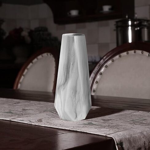 N/C CERANEE Geometric Ceramic Flower Vase for Modern Home Decoration, Frosted Porcelain Floral Vase, Black, 7.8in in Saudi Arabia