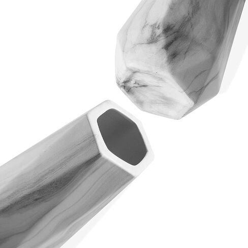 N/C CERANEE Geometric Ceramic Flower Vase for Modern Home Decoration, Frosted Porcelain Floral Vase, Black, 7.8in in Saudi Arabia