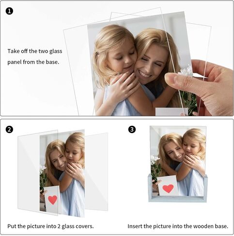 PETAFLOP 4x6 Picture Frame Set of 2, Black Rustic Wooden Photo Frames 4 by 6 Inch with HD Glass, U Shaped Double Sided Menu Holder Sign Card Stand for Tabletop Display in Saudi Arabia