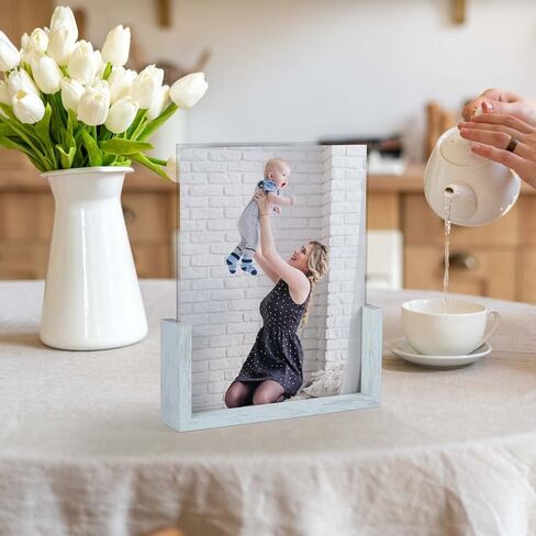 PETAFLOP 4x6 Picture Frame Set of 2, Black Rustic Wooden Photo Frames 4 by 6 Inch with HD Glass, U Shaped Double Sided Menu Holder Sign Card Stand for Tabletop Display in Saudi Arabia