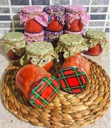 50 Pieces% 100 Cotton Flowered Pattern Fabric Jar Cover Cloth- 6.7'' Jar Cover Cloth With 50 Pieces Beaded Jute Rope in Kuwait