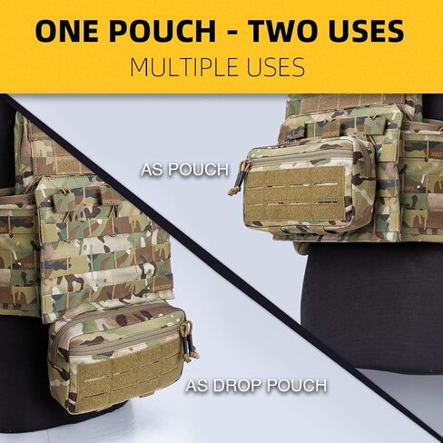 IDOGEAR MOLLE Pouch Admin تفريغ الحقائب التكتيكية الفرعية للبطن، حقيبة حمل مزدوجة الأغراض، حقيبة EDC مع خطاف MOLLE ولوحات حلقة لسترة 500D نايلون in Saudi Arabia
