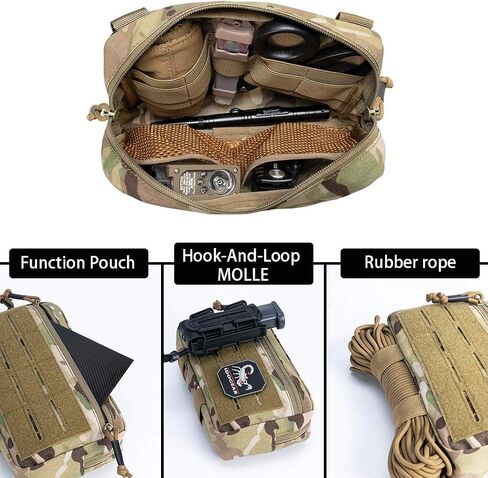 IDOGEAR MOLLE Pouch Admin تفريغ الحقائب التكتيكية الفرعية للبطن، حقيبة حمل مزدوجة الأغراض، حقيبة EDC مع خطاف MOLLE ولوحات حلقة لسترة 500D نايلون in Saudi Arabia