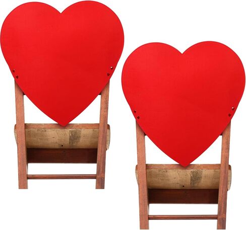VitalCozy 2 Pcs Valentine's Day Heart Chair Covers Valentines Chair Back Cover Felt Valentine's Day Decorations Red Heart Removable Dining Chair Seat Covers for Living Room Wedding Valentine Decor in Saudi Arabia