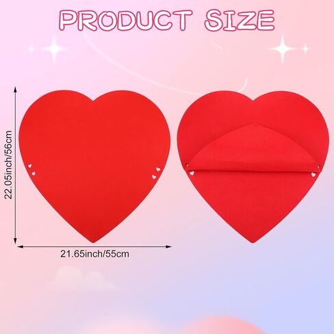 VitalCozy 2 Pcs Valentine's Day Heart Chair Covers Valentines Chair Back Cover Felt Valentine's Day Decorations Red Heart Removable Dining Chair Seat Covers for Living Room Wedding Valentine Decor in Saudi Arabia