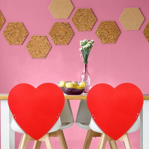 VitalCozy 2 Pcs Valentine's Day Heart Chair Covers Valentines Chair Back Cover Felt Valentine's Day Decorations Red Heart Removable Dining Chair Seat Covers for Living Room Wedding Valentine Decor in Saudi Arabia