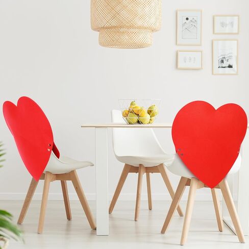 VitalCozy 2 Pcs Valentine's Day Heart Chair Covers Valentines Chair Back Cover Felt Valentine's Day Decorations Red Heart Removable Dining Chair Seat Covers for Living Room Wedding Valentine Decor in Saudi Arabia