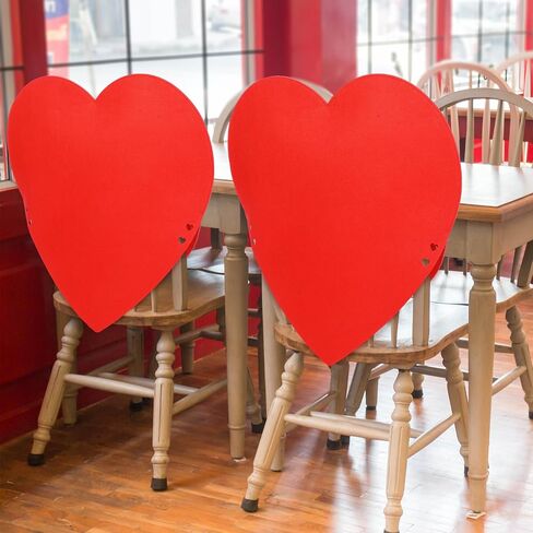 VitalCozy 2 Pcs Valentine's Day Heart Chair Covers Valentines Chair Back Cover Felt Valentine's Day Decorations Red Heart Removable Dining Chair Seat Covers for Living Room Wedding Valentine Decor in Saudi Arabia