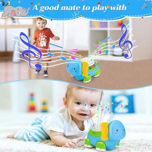 ألعاب الأطفال الزحف الموسيقية الفيل - لعبة طفل 18 شهرًا للأولاد والبنات هدية للرضع ألعاب موسيقى المشي للأطفال الصغار 18 شهرًا مع صوت خفيف ألعاب تعليمية تنموية للتعلم المبكر للأطفال in Kuwait