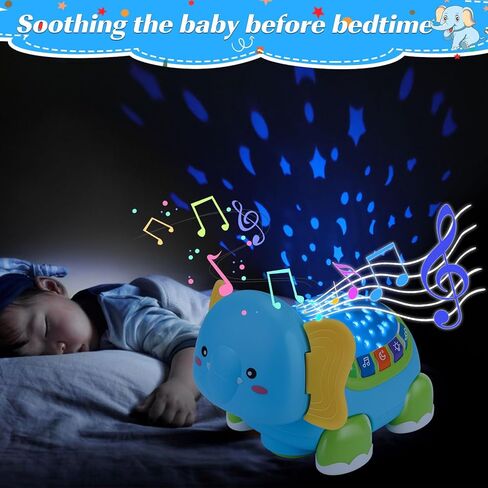 ألعاب الأطفال الزحف الموسيقية الفيل - لعبة طفل 18 شهرًا للأولاد والبنات هدية للرضع ألعاب موسيقى المشي للأطفال الصغار 18 شهرًا مع صوت خفيف ألعاب تعليمية تنموية للتعلم المبكر للأطفال in Kuwait