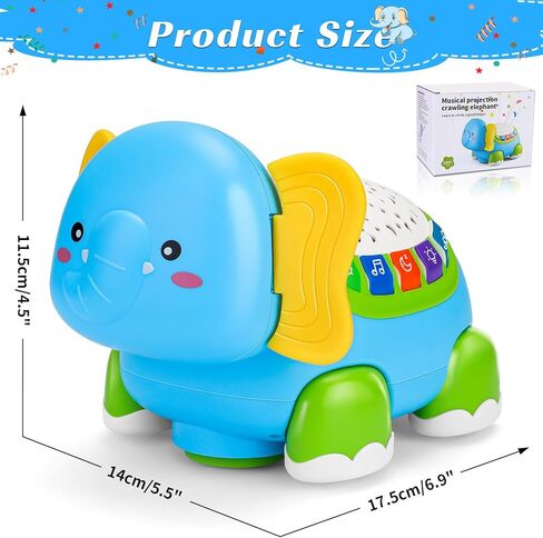 ألعاب الأطفال الزحف الموسيقية الفيل - لعبة طفل 18 شهرًا للأولاد والبنات هدية للرضع ألعاب موسيقى المشي للأطفال الصغار 18 شهرًا مع صوت خفيف ألعاب تعليمية تنموية للتعلم المبكر للأطفال in Kuwait