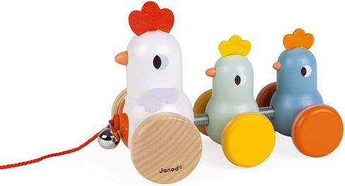 Janod - Classic Pull Along Wooden Hen and Chicks - Ages 18 Months+ - J08259 in Saudi Arabia