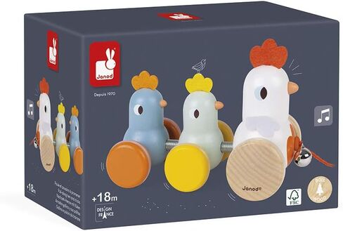 Janod - Classic Pull Along Wooden Hen and Chicks - Ages 18 Months+ - J08259 in Saudi Arabia
