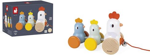 Janod - Classic Pull Along Wooden Hen and Chicks - Ages 18 Months+ - J08259 in Saudi Arabia