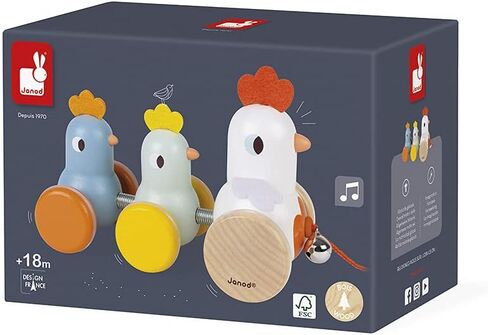 Janod - Classic Pull Along Wooden Hen and Chicks - Ages 18 Months+ - J08259 in Saudi Arabia