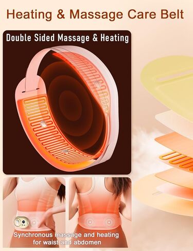 Heating Pad for Period Cramps Portable Cordless w 3 Timer Setting Fast Heated Electric Rechargeble Battery Massager Vibration Modes Adjustable Waist Belt Menstrual Pain Relief Gift for Women Girl in Kuwait