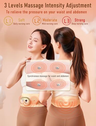 Heating Pad for Period Cramps Portable Cordless w 3 Timer Setting Fast Heated Electric Rechargeble Battery Massager Vibration Modes Adjustable Waist Belt Menstrual Pain Relief Gift for Women Girl in Kuwait