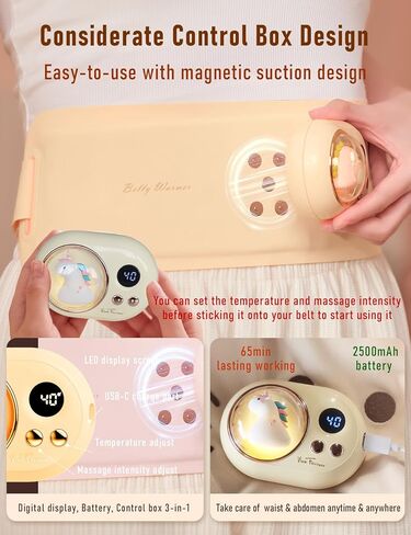 Heating Pad for Period Cramps Portable Cordless w 3 Timer Setting Fast Heated Electric Rechargeble Battery Massager Vibration Modes Adjustable Waist Belt Menstrual Pain Relief Gift for Women Girl in Kuwait