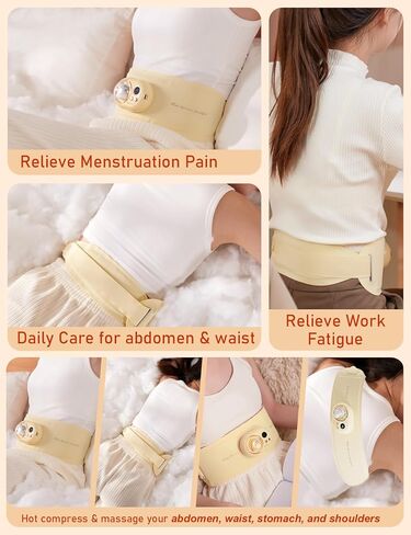 Heating Pad for Period Cramps Portable Cordless w 3 Timer Setting Fast Heated Electric Rechargeble Battery Massager Vibration Modes Adjustable Waist Belt Menstrual Pain Relief Gift for Women Girl in Kuwait