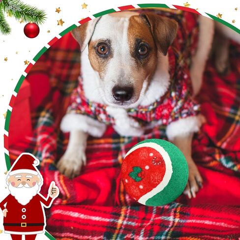 Hiboom 48 Pieces Christmas Tennis Balls for Dogs 2.5 Inches Xmas Dog Toys Ball Pet Interactive Toy for Small Medium Large Dogs Teething Chew Training Playing Toys Christmas Pet Gift in Saudi Arabia