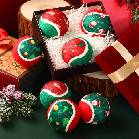 Hiboom 48 Pieces Christmas Tennis Balls for Dogs 2.5 Inches Xmas Dog Toys Ball Pet Interactive Toy for Small Medium Large Dogs Teething Chew Training Playing Toys Christmas Pet Gift in Saudi Arabia