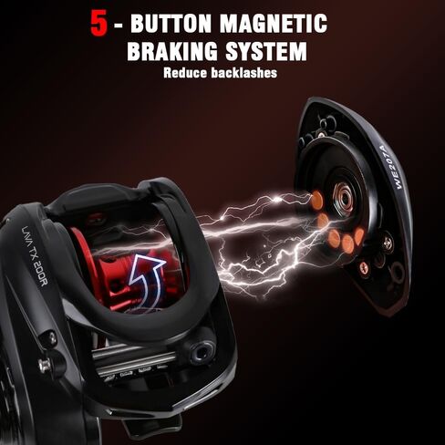 Lava Baitcasting Fishing Reels 7oz Ultralight Baitcaster Reel with Magnetic Braking System, 7+1 Stainless Steel Ball Bearings, 13.2lbs Max Drag High-Strength Graphite Frame in Kuwait