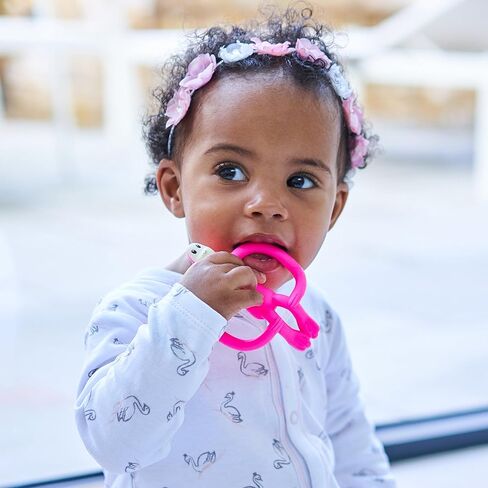 Original Teething Toy for Baby 3 Months+, BPA-Free Food Grade Silicone, Easy to Hold & Naturally Fits in Mouth, Stimulates and Massages Sore Gums, Pink in Kuwait