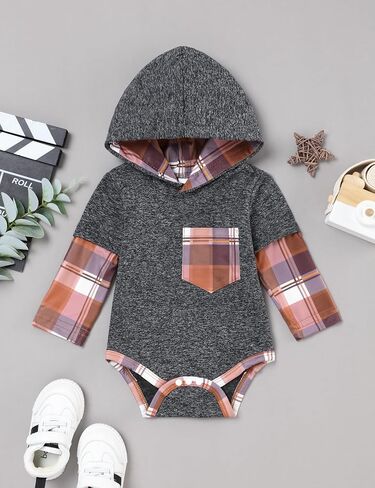 oklady Baby Boy Clothes Hoodie Romper Tops Patterned Pants Newborn Boy Outfits Fall Winter Clothes for Baby Boys in Kuwait