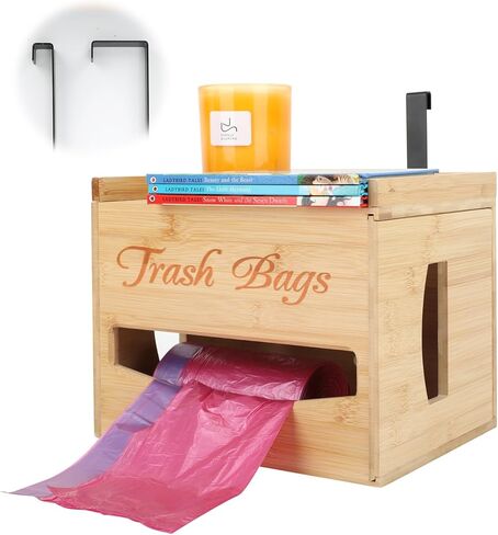 Extra Large Trash Bag Holder Dispenser, Bamboo Garbage Bag Holder Dispenser Over The Door Or Cabinet, Under Sink Storage, Wall Mounted, Countertop Organizer For Kitchen And Laundry in Kuwait