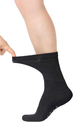 4 أزواج من جوارب Yomandamor للرجال من القطن غير القابل للانزلاق لمرضى السكري، جوارب مبطنة بدون خياطة، 10-13 in Kuwait